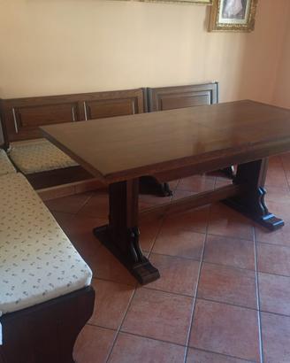 Tavolo fratino allungabile + panche in legno