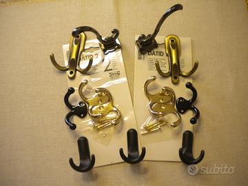 10 GANCI DOPPI MASSICCI IN OTTONE, BRONZATI, METAL