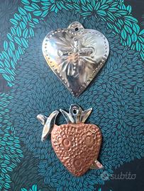 Cuore sacro decorativo set 2 artigianato messicano