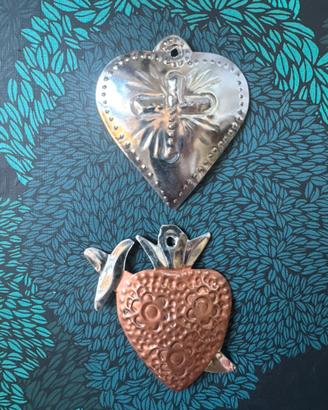 Cuore sacro decorativo set 2 artigianato messicano