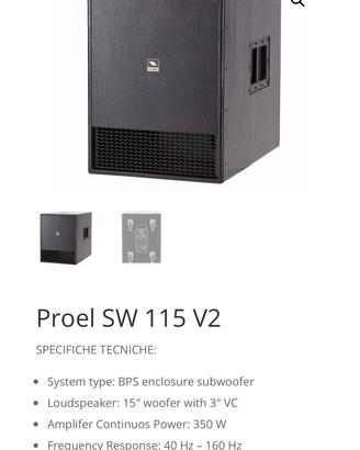 Subwoofer Proel SW 115 V2