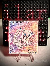 Mew custom card effetto ruvido , 7x8 cm