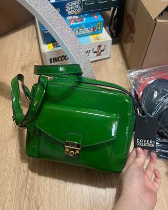 Borsetta verde vernice Coveri Collection