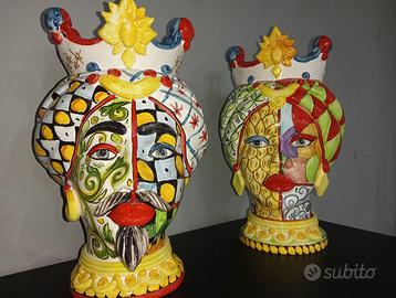 Coppia Teste di Moro, Tinarte, Ceramica, Sicilia