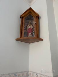 Statua Sacro Cuore di Gesù con teca in legno