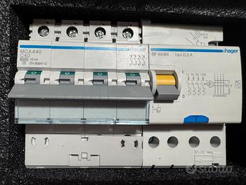 Blocco differenz. magnetotermico 4 poli Hager C40
