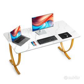 Scrivania per Computer da Ufficio in Bianco Oro