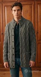 Cardigan Uomo Sisley Grigio Antracite Trecce - L