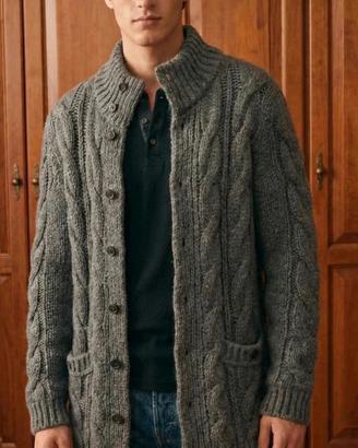 Cardigan Uomo Sisley Grigio Antracite Trecce - L