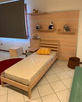 LETTO SINGOLO CON RETROLETTO BOISERIE IN FAGGIO