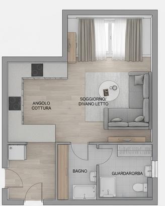 Monolocale isolotto minime spese