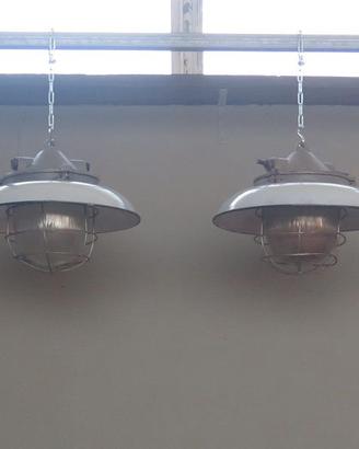 Lampadario industriale lampada smaltata antica