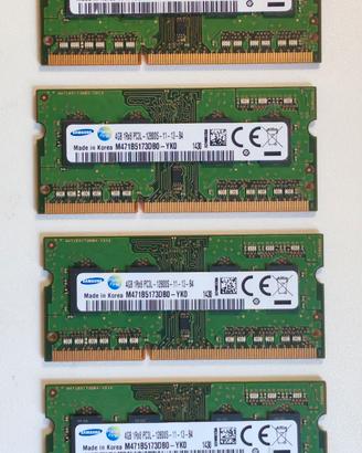 4x4GB Ram DDR3 PC3L-12800S Sodimm Samsung (16GB)
