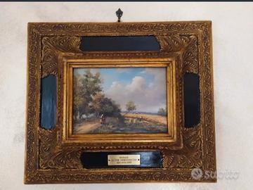 Coppia di paesaggi dipinti su tavola 