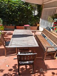 set da giardino tavolo sede e panca