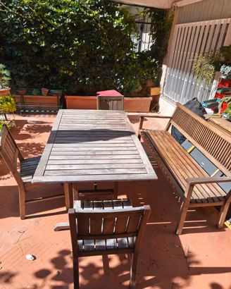 set da giardino tavolo sede e panca
