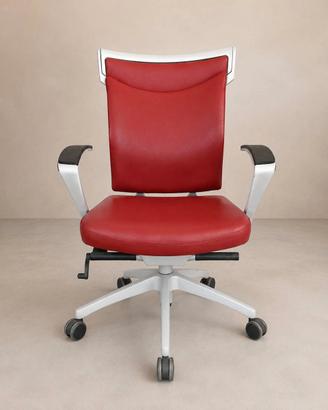11 poltrone ufficio pelle rossa e alluminio