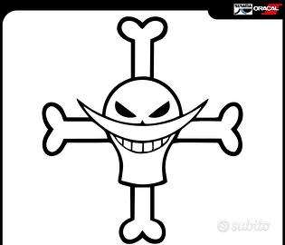 2 adesivi one piece jolly roger barbabianca