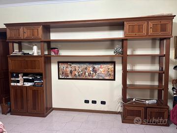 Libreria a ponte in legno