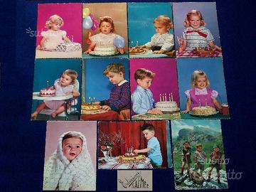 Lotto 11 cartoline bimbi anni 60 saemee