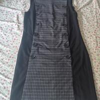 Vestito tubino grigio a quadretti neri