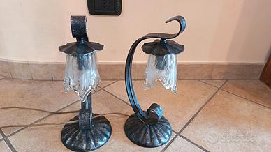 coppia di abat jour in ferro battuto artigianali