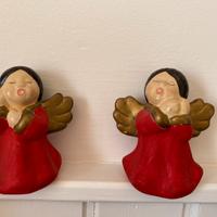 Coppia angeli natalizi in terracotta vintage