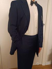 Completo  blu gessato maschile 48