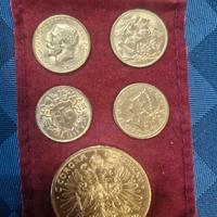 Sterline d’oro e 100 Corone Austria monete origina