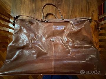 I SANTI valigio morbida in pelle marrone