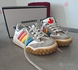DSQUARED2 TG32 Bianca Multirighe Fondo tacchettato