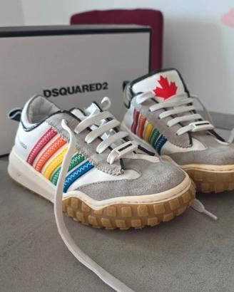 DSQUARED2 TG32 Bianca Multirighe Fondo tacchettato