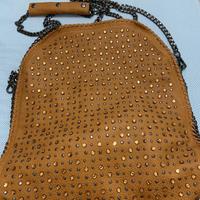 Borsa in pelle giocellini 5 catene marrone