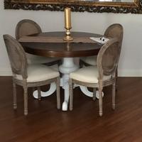 Tavolo rotondo + 4 sedie paglia di vienna