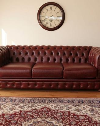 Chester 3 posti LETTO in pelle vintage lucida wine