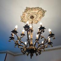 Lampadario in bronzo 10 bracci, 15 luci cm 100