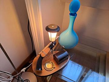 lampada da tavolo vintage, anni 50 con portasigare