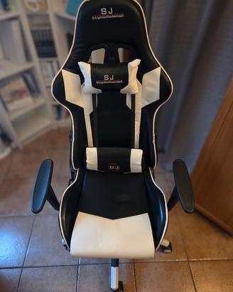 Sedia da gaming SJ nera e bianca - in ottime codiz