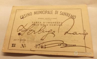 BIGLIETTO CASINO'SANREMO 1950
