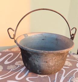 Grande PAIOLO in metallo cm40x22 Civiltà contadina