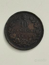 10 Centesimi 1866 Vittorio Em. II Regno d’Italia