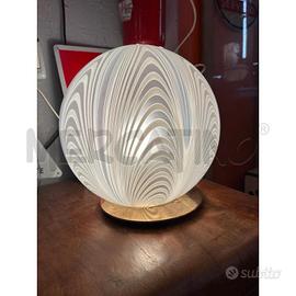 LAMPADA SFERA VETRO MURANESE BIANCA BASE IN OTTONE