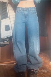 Jeans baggy y2k vita media-lavaggio blu