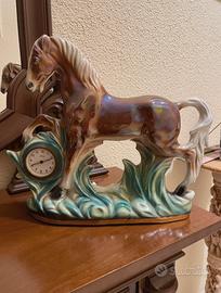 Orologio da Tavolo Vintage in Ceramica Iridescente
