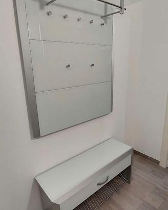 Panca Oasi in vetro + attaccapanni coordinato