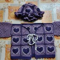 Cardigan e cappello bambini uncinetto cotone