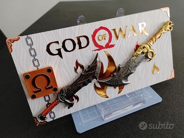 Targa legno God of War Trilogia Sparta (20x10cm)
