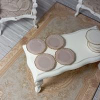 Set 4 Piatti miniatura 1:12 - Beige Vintage e Oro 