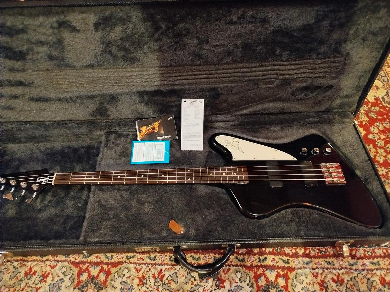 Parapoggia (pickguard) Per Basso Gibson Thunderbird 1998-2019, 5 Strati Biano/nero, Con Decalcomania