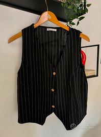 Giet nero gessato scollo a v defox M/L